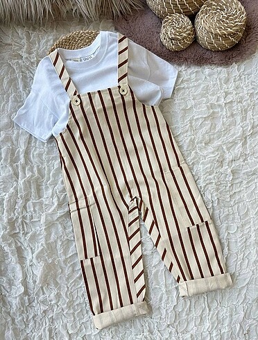 7 Yaş Beden kahverengi Renk Unisex bahçıvan takım