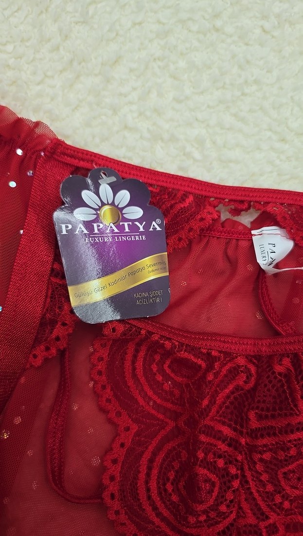 Kırmızı Dantel Detaylı Straplez Mini Büstiyer - Görsel 2