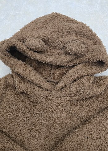 Kız Çocuk Kahverengi Kapüşonlu Sweatshirt ve Eşofman - Görsel 2