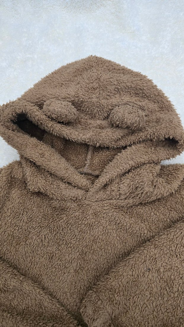 Kız Çocuk Kahverengi Kapüşonlu Sweatshirt ve Eşofman - Görsel 2