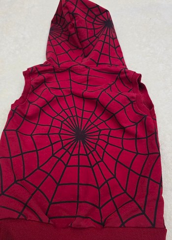 Kapüşonlu Kırmızı Örümcek Baskılı Erkek Sweatshirt - Görsel 2