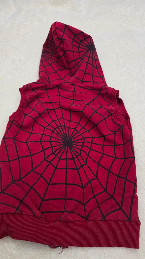 Kapüşonlu Kırmızı Örümcek Baskılı Erkek Sweatshirt - Görsel 2