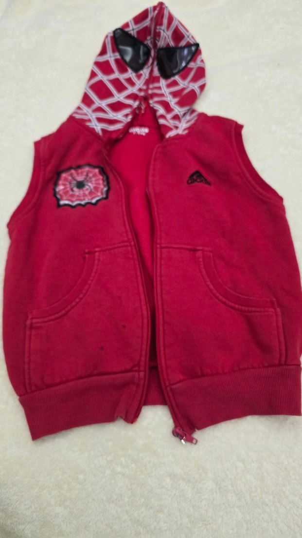 erkek Çocuk Kırmızı Fermuarlı Kapüşonlu Yelek - Görsel 3