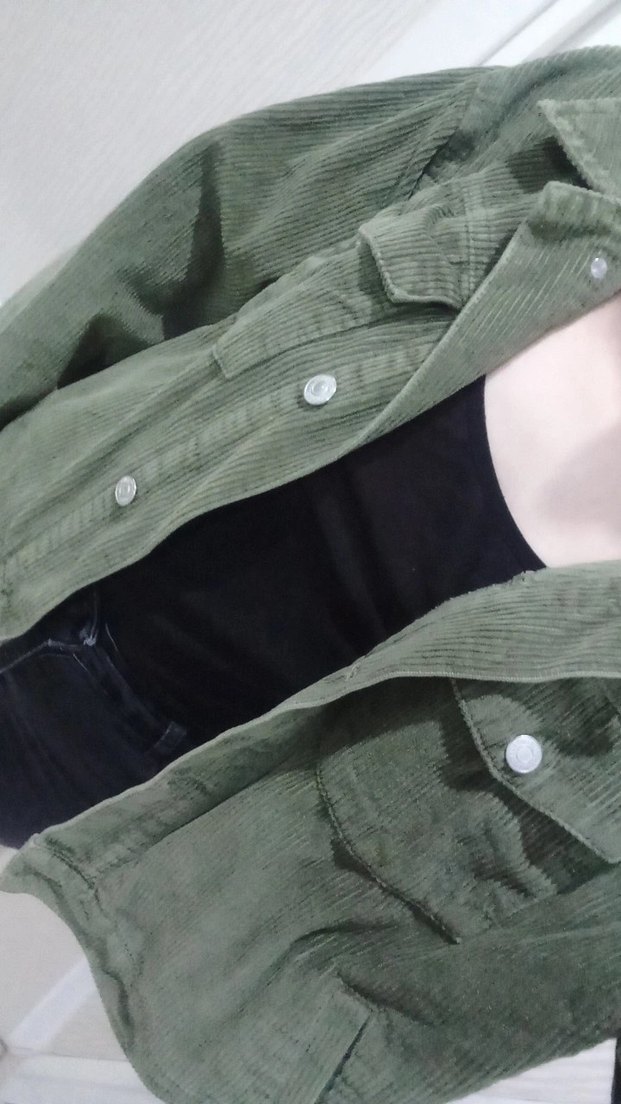 Kadın Haki Süet Düğmeli Midi Ceket - Görsel 4