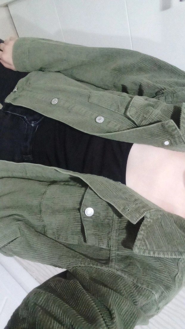 Kadın Haki Süet Düğmeli Midi Ceket - Görsel 3