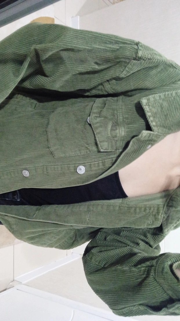 Kadın Haki Süet Düğmeli Midi Ceket - Görsel 5