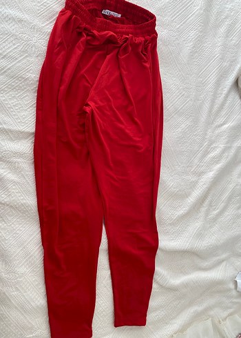 Kırmızı esnek Kadın Pantolon eşofman tayt - Görsel 2