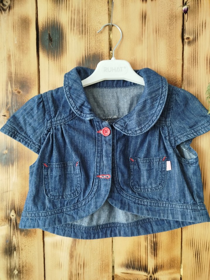 Kız Çocuk Renkli Nakışlı Kot Bolero - Görsel 2