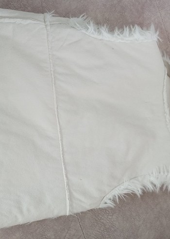 Uzun Beyaz Kız çocuk kürklü Süet Yelek - Görsel 5