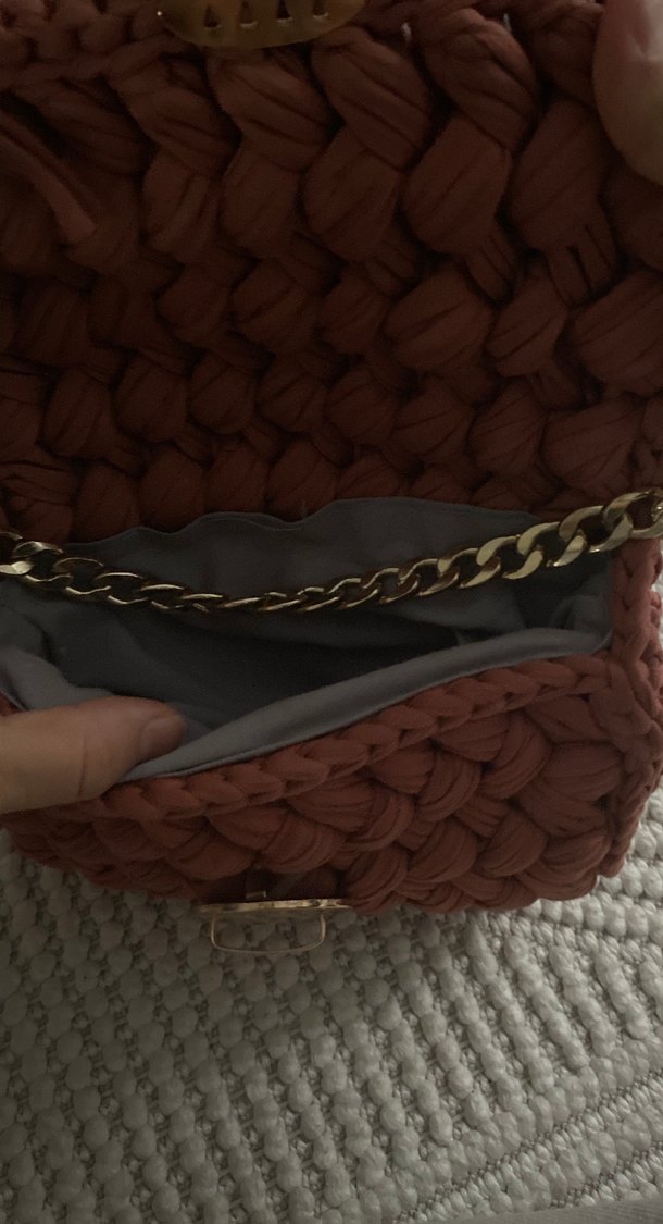 Örgü Kahverengi Kadın Çanta - Görsel 3