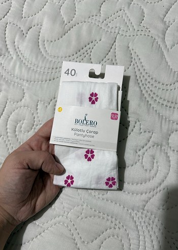 Beyaz Mini Çiçekli BOLERO Külotlu Çorap - Görsel 2