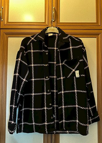 Düğmeli Siyah Ekose Kalın Erkek Gömlek - Görsel 2