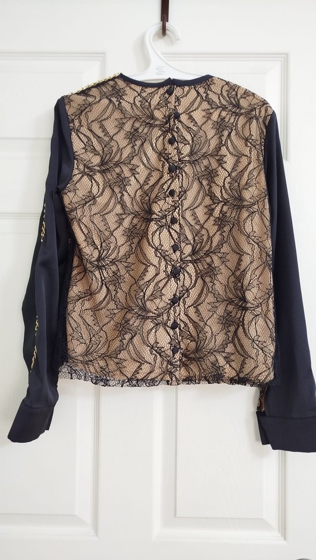 Dantel Detaylı Siyah Uzun Kollu Bluz - Görsel 2