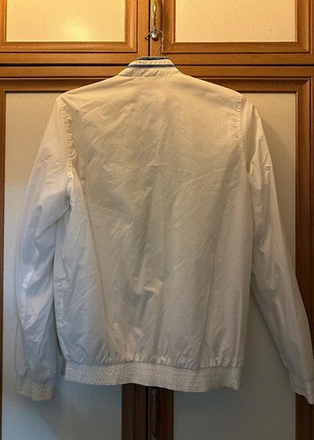 Parlak Beyaz Fermuarlı Spor Yağmurluk - Görsel 4