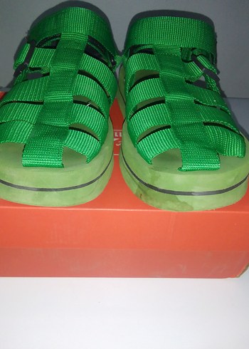 Yeşil bayan Sandaletler Velcro Bantlı - Görsel 3