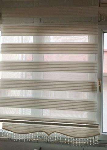 Bej Çizgili Modern Klasik Stor Perde - Görsel 2