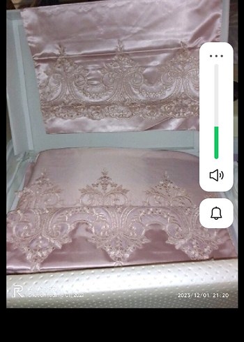 Pembe pamuklu saten pike takımı - Görsel 2