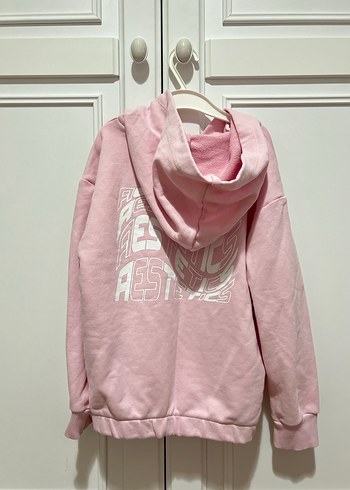 LC Waikiki Pembe Kapüşonlu Oversize Sweatshirt