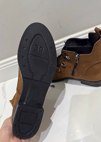 39 Beden Kahverengi Süet Stiletto Topuklu Kadın Bot