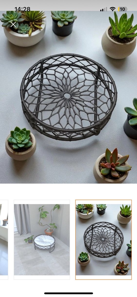 Yuvarlak gri kedi yatağı beyaz minderle - Görsel 3