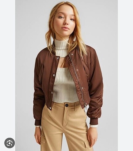 Bershka kahverengi bomber ceket