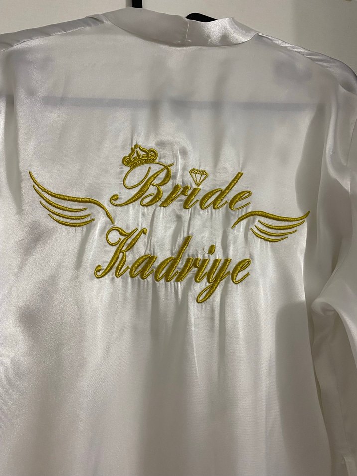 Beyaz Uzun Kollu Midi Kadın Sabahlık - Görsel 2