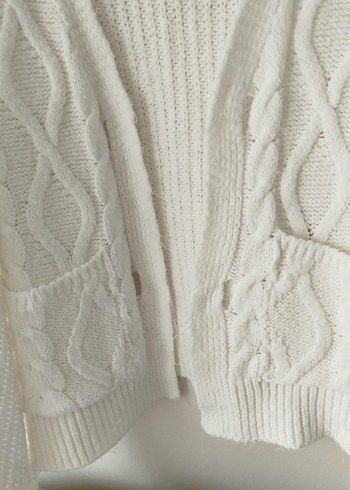 Bohem Tarzı Örgü Beyaz Kadın Hırka - Görsel 4