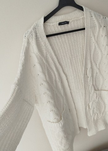 Bohem Tarzı Örgü Beyaz Kadın Hırka - Görsel 2