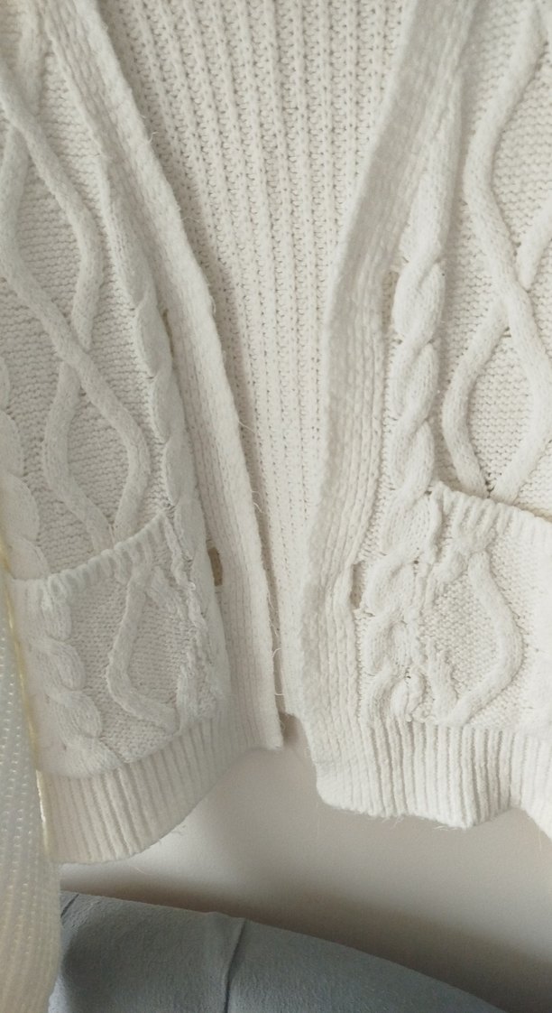 Bohem Tarzı Örgü Beyaz Kadın Hırka - Görsel 4