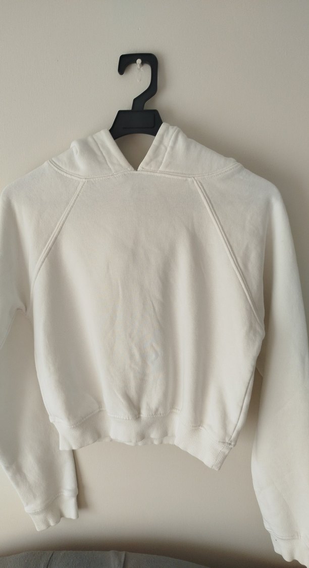 Beyaz Kapüşonlu Kadın Sweatshirt - Görsel 2