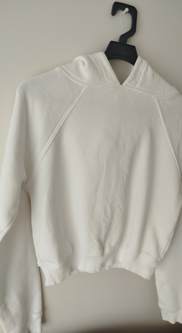 Beyaz Kapüşonlu Kadın Sweatshirt - Görsel 3