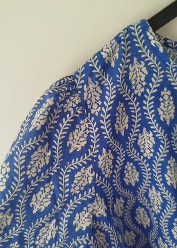 Mavi Bohem Düğmeli Uzun Kollu Bluz - Görsel 3