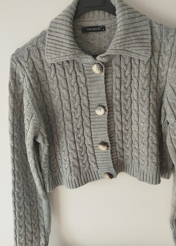 Gri Örgü Kadın Hırka - Görsel 2