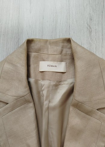 Bej Kadın Keten Blazer Ceket - Görsel 2