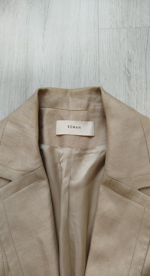 Bej Kadın Keten Blazer Ceket - Görsel 2