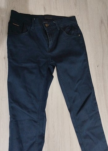 Lacivert Boy Kemerli Denim Pantolon - Görsel 2