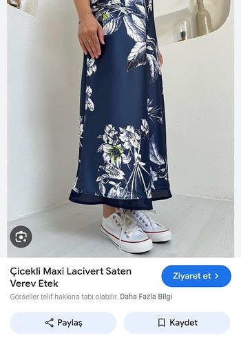 ZARA Kadın Lacivert Desenli Saten Uzun Etek - Görsel 2