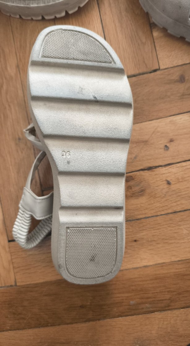 Bej Kadın Dolgu Topuklu Bağcıklı Sandalet - Görsel 5