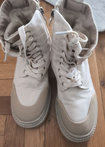 Twist 37 numara Bej Bağcıklı Kadın Botu, Kalın Topuklu - Görsel 3