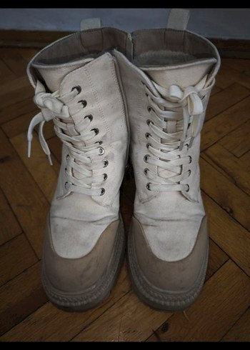 Twist 37 numara Bej Bağcıklı Kadın Botu, Kalın Topuklu - Görsel 2