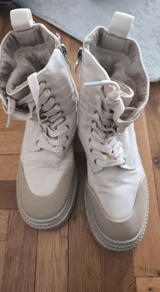 Twist 37 numara Bej Bağcıklı Kadın Botu, Kalın Topuklu - Görsel 3