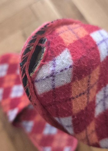 Kadın Kırmızı Ekose Desenli Ev Terliği - Görsel 2