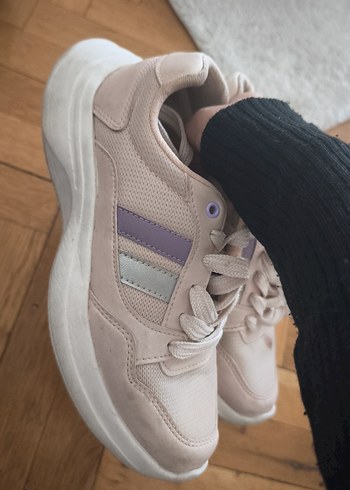 Pembe Bağcıklı Street Wear Kadın Spor Ayakkabı - Görsel 3