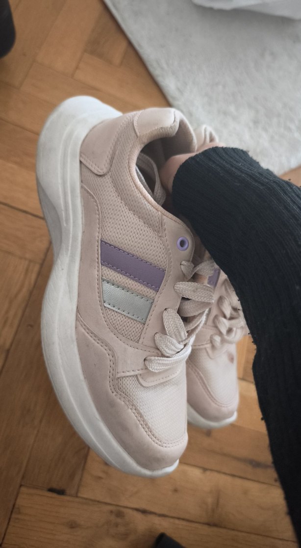 Pembe Bağcıklı Street Wear Kadın Spor Ayakkabı - Görsel 3