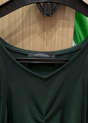 Yeşil Drapeli Midi Elbise - Görsel 2
