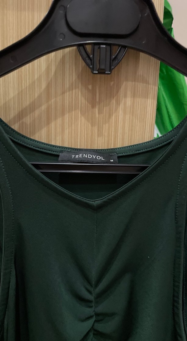 Yeşil Drapeli Midi Elbise - Görsel 2