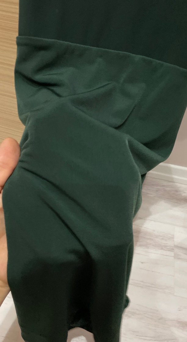 Yeşil Drapeli Midi Elbise - Görsel 5