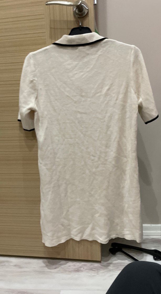 Fermuarlı Beyaz Kısa Kollu Kadın triko elbise - Görsel 5