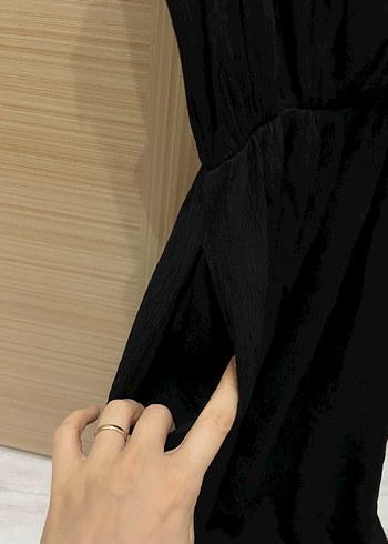 Siyah Uzun Drapeli Kolsuz Kadın Elbise - Görsel 3