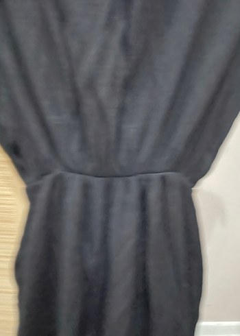 Siyah Uzun Drapeli Kolsuz Kadın Elbise - Görsel 2